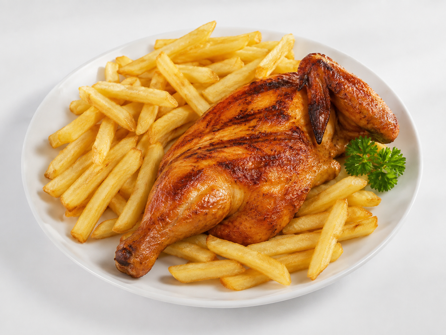Demi-poulet grillé + frites